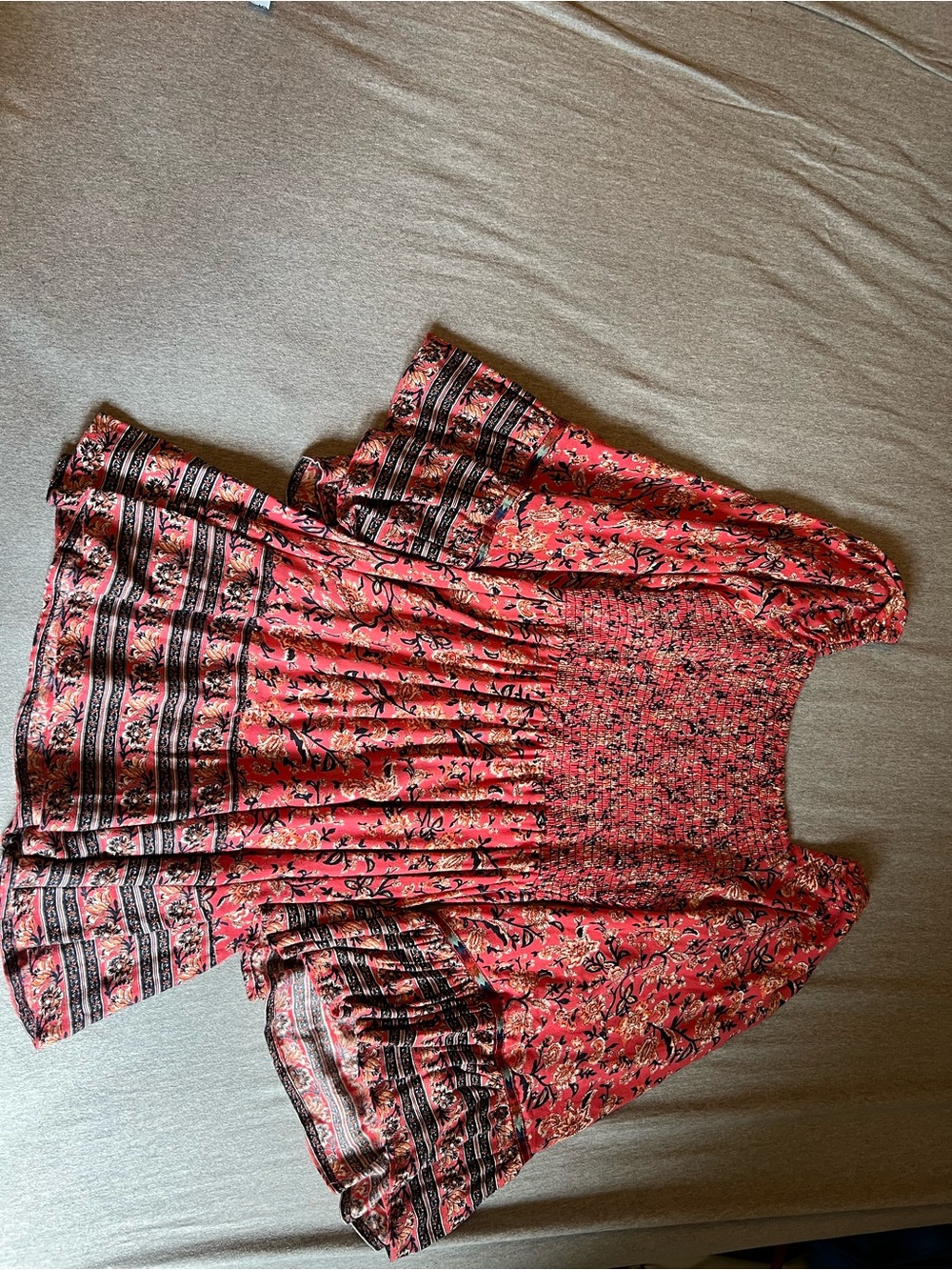 Angie Red and Black Floral Trim Dress - Picture 2 of 8